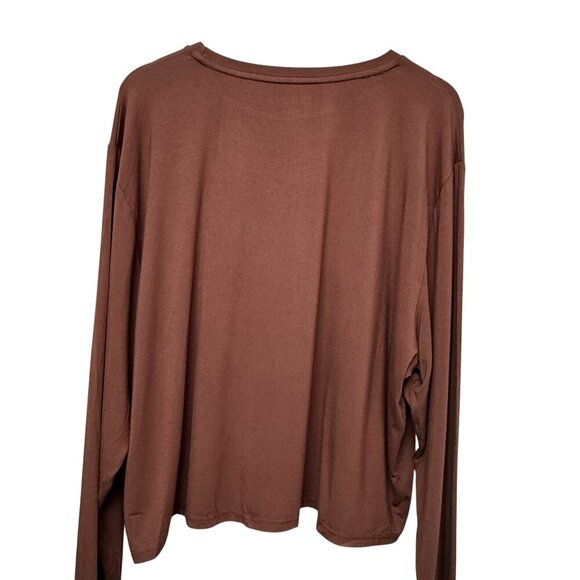 Shiny by Nature Long Sleeve Tee 4XL /3X Chocolate Brown Rayon Blend Plus Size - Picture 5 of 8